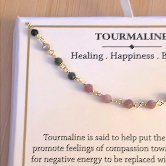Brand New 14K Gold Plated Sterling Silver Genuine Gemstone Tourmaline Necklace - Picture 7 of 11